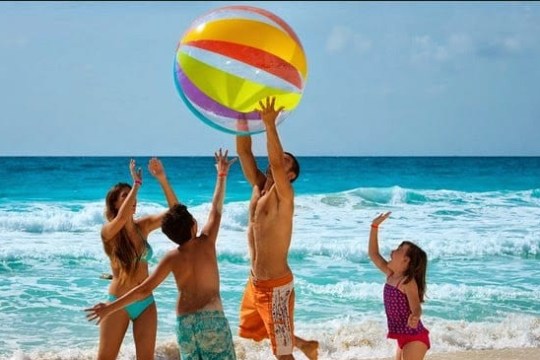 a person standing in front of a beach